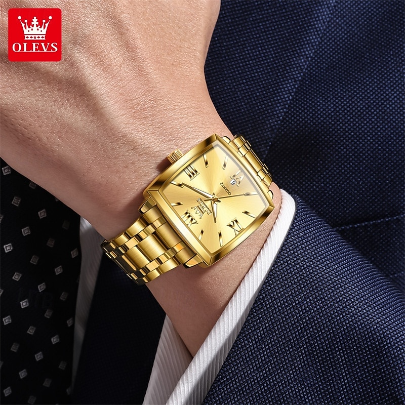 A new OLEVS square men's business watch with luminous calendar waterproof casual quartz watch fashionable and trendy men's sports wristwatch 2026 - $35.99 –P14