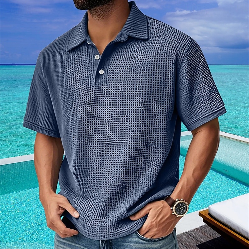 Per uomo Camicia di Velluto a Coste Maglia da golf Lavoro Casuale Bavero Manica Corta Essenziale Moderno Semplice Bottoni Estate Vestibilità regolare Nero Bianco Verde chiaro Rosso Blu marino Verde del 2026 a $18.99 –P2