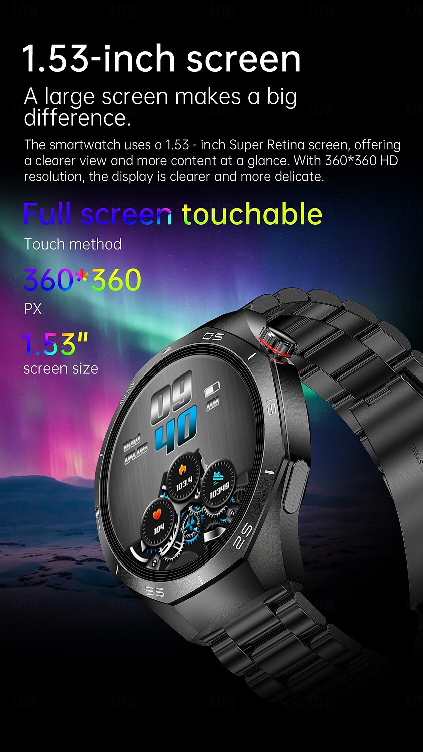 HW95 Smart Watch Men 1.53 inch AMOLED HD Display Sports Health Tracker Waterproof Bluetooth Call Smartwatch 2025 - $39.99 –P2