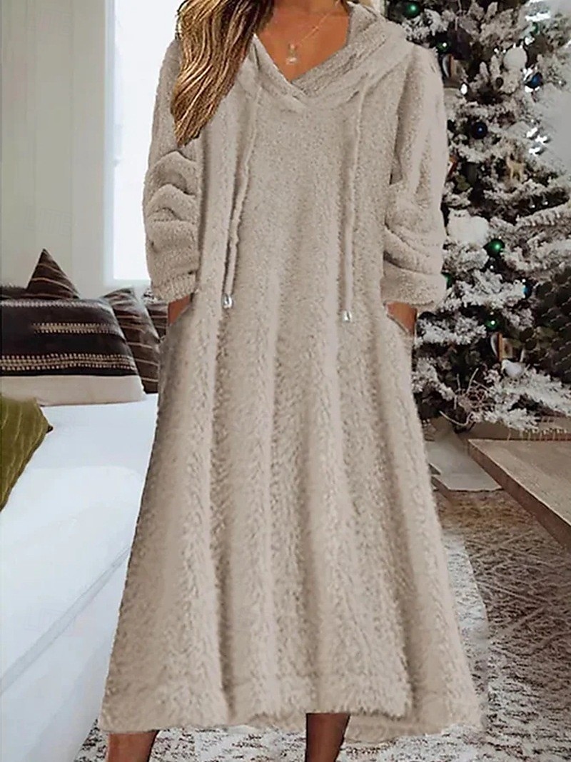 Femmes Robe Midi Robe Pull Robe à Capuche Mode Moderne Vacances Quotidien Week-end Coupe régulière Uni manche longue À capuche Rose Claire Vert Véronèse Kaki Hiver Automne de 2025 ? $24.99 –P2