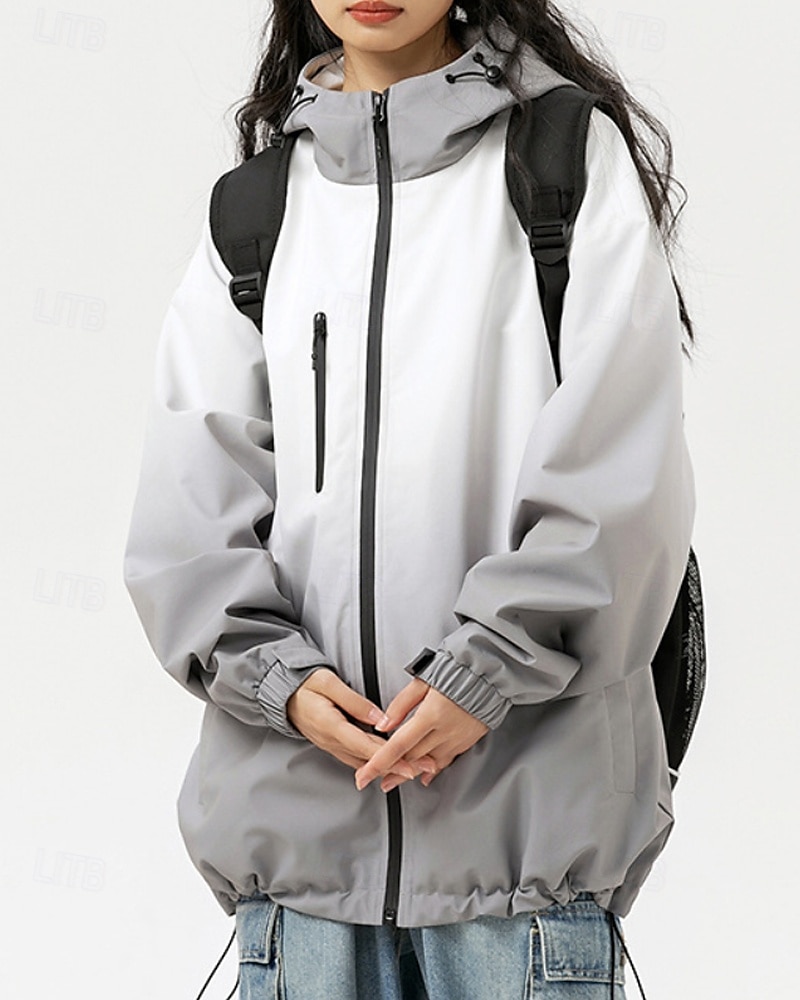 Dam Hoodiejacka Håller värmen Bekväm Dragkedja Ficka Mode Färggradient Utomhus Semester Dragkedja Normal Huva Normal Långärmad Ytterkläder Gul Ljusgrå Höst Vinter 2025 - $38.99 –P3