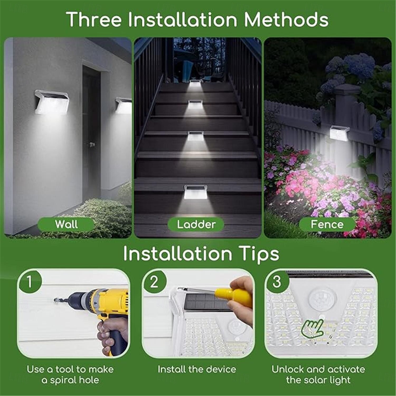 33 73 LED Beads Aigostar Solar Lights for Outdoor Use with Motion Sensor 4 Modes Solar Light Waterproof IP65  Wireless Outdoor Wall Lights for Garden Garage Balcony Stairs Yard  1PC 2025 - $28.99 –P6