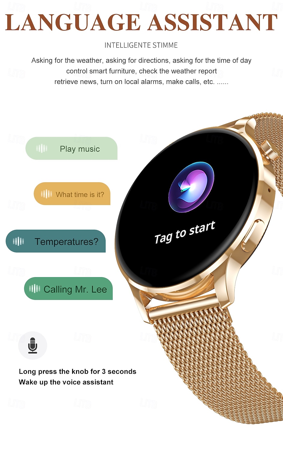 Watch3 Pro Reloj inteligente 1.3 pulgada Smartwatch Reloj elegante Bluetooth Podómetro Recordatorio de Llamadas Seguimiento de Actividad Seguimiento del Sueño Monitor de Pulso Cardiaco Compatible con 2025 - $39.99 –P8