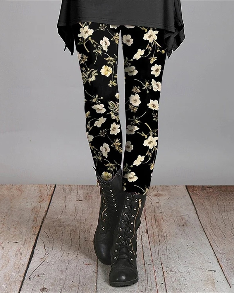 Damen Hosen Hose Leggings Gemütliche Leggings Streetwear Lässig Volle Länge Hohe Taille Blume Elastischer Bund Druck Atmungsaktivität Bequem Dehnbar Urlaub Straße Alltagskleidung Schwarz Orange Grün 2026 - $19.99 –P4