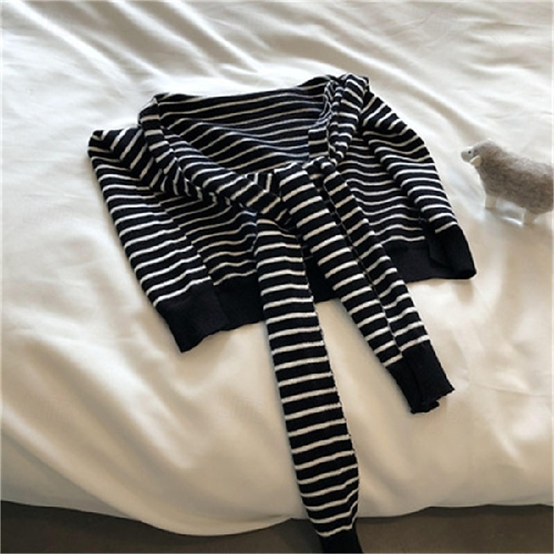 Dame Skjerf for kvinner Gate Daglig Stevnemøte Svart Hvit Brun Skjerf Stripe 2025 - $19.49 –P3