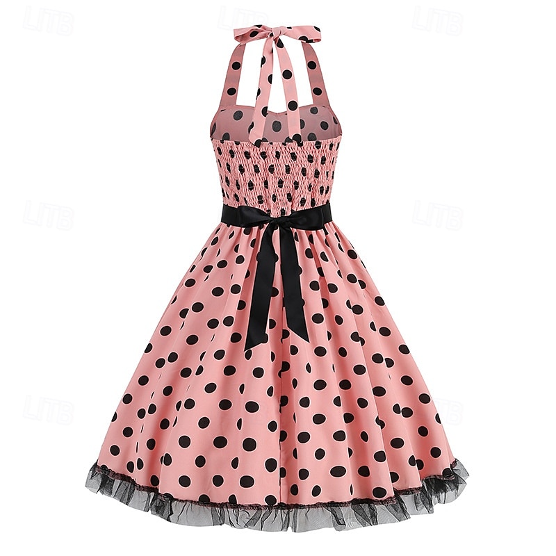 Epocă 1950 rockabilly Lungime Genunchi Rochie Flapper Rochii O rochie de linie Buline Mulată Gâtul halter Pentru femei Halloween Carnaval ziua îndragostiților Petrecere Casual Petrecere ceai Adulți 2025 - $25.99 –P2