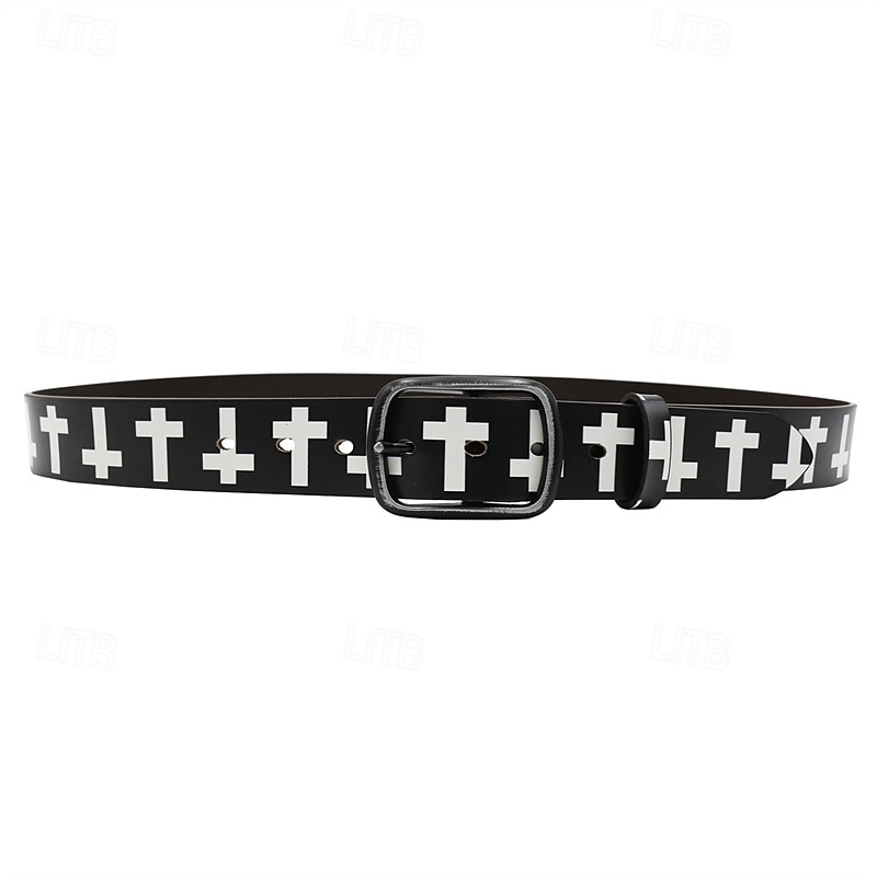 Men's Belt Waist Belt Black White Dermis Alloy Durable Adjustable Cross Outdoor Daily 2025 - $29.99 –P6