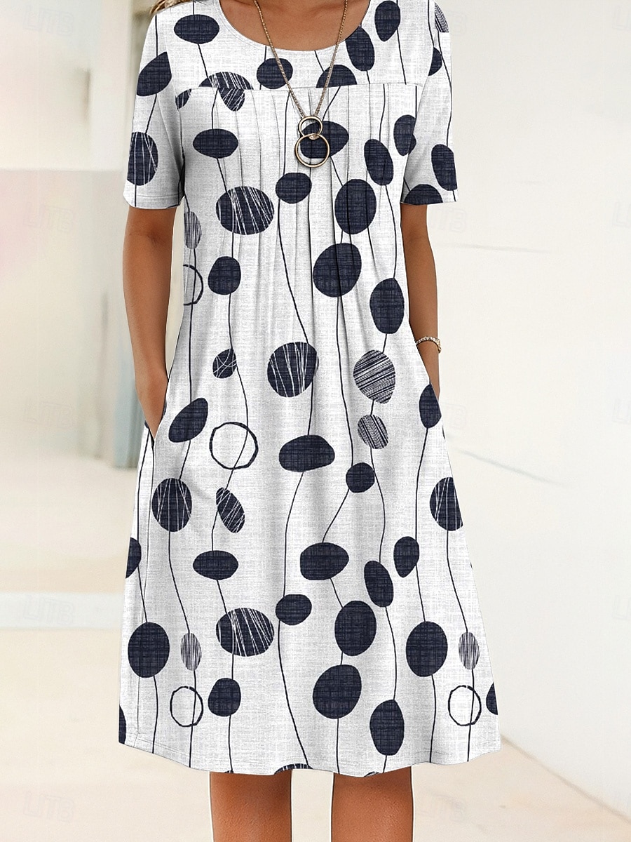 Damen Midikleid Shiftkleid Sommerkleid Urlaub Lässig Täglich Normale Passform Blumen Grafik Abstrakt Halbarm Rundhalsausschnitt Weiß Blau Himmelblau Hellgrau Sommer Frühling 2025 - $31.99 –P2