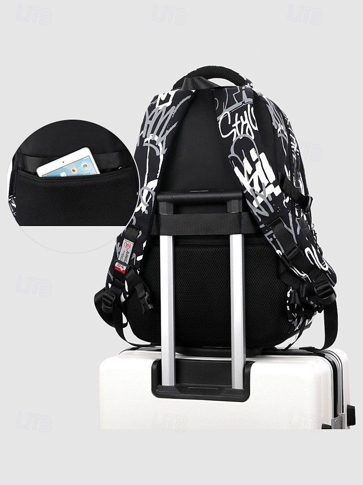 Sac à dos d'école imperméable à imprimé graffiti pour adolescents – sac à dos noir de grande capacité avec compartiment rembourré pour ordinateur portable, sac de voyage élégant pour garçons et filles de 2025 ? $29.99 –P8