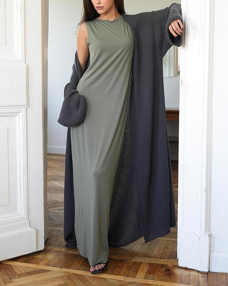 Damskie Sweter Sweter rozpinany Moda Moda miejska Codzienny Jednokolorowe Prążkowany Otwarty przód Dzianiny Długi rękaw Długie topy Robić na drutach Święto Wyjściowe Weekend Biały Żółty Jesień Zima 2025 - $29.99 –P6