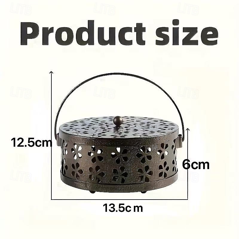 Металлический держатель для спирали от комаров в винтажном стиле с ручкой – портативная железная курильница для декора дома и на улице 2026 - $9.99 –P3