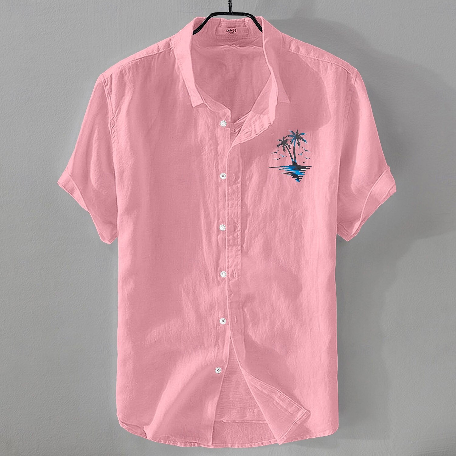Per uomo Camicia Camicia di lino Camicia Estiva Camicia da Spiaggia Camicia con Bottoni Albero di Cocco Vacanza Ferie Nero Bianco Rosa Blu Manica Corta Collo ripiegato Estate Abbigliamento del 2025 a $21.99 –P1
