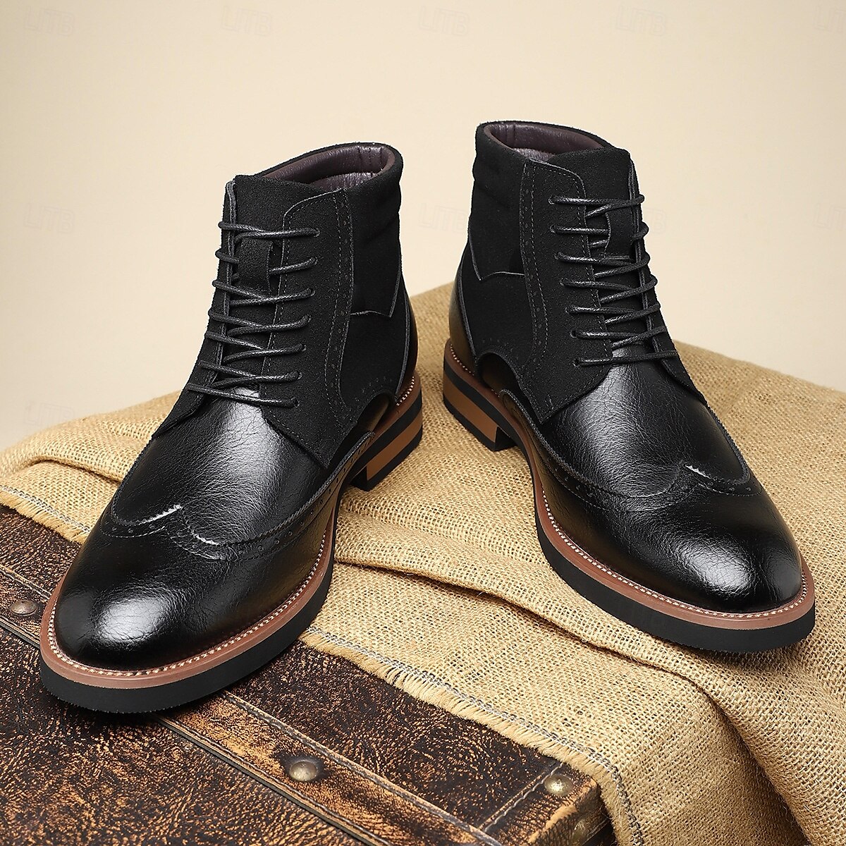 Per uomo Stivali Camminata Vintage Casual Britannico Pelle PU Camoscio Confortevole Antiscivolo Caldo Allacciatura Nero Giallo Marrone Autunno Inverno del 2025 a $54.99 –P2