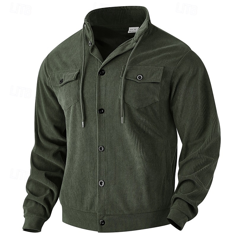 Herren Sweatshirt Kapuzenpullover mit Knöpfen Schwarz Armeegrün Braun Khaki Grau Stehkragen Einfach Tasche Kordelzug Fronttasche Sport & Outdoor Lässig Täglich Streetwear Cool Designer Herbst 2025 - $32.99 –P4