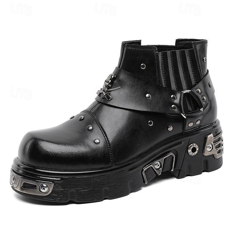 Per uomo Stivali Stivali da biker Camminata Vintage Casual Britannico Microfibra Confortevole Antiscivolo Caldo Stivaletti Mocassino Fascia Elastica Nero Argento Autunno Inverno del 2026 a $99.99 –P1