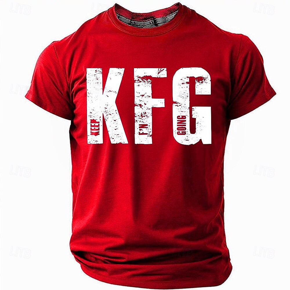 KFG Keep F'n Going חולצת טי גברית קצרה עם גרפיקה מוטיבציונית 2025 - $17.99 –P4