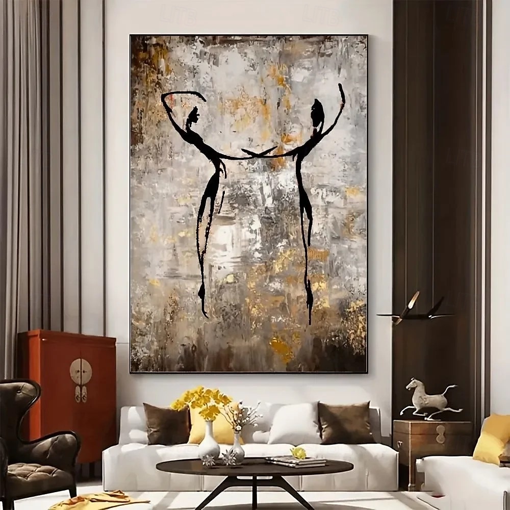 Pintura a óleo feita à mão em tela, arte de parede, decoração, personagem de dança abstrata simples para decoração de casa, moldura esticada, pintura pendurada/pintura enrolada sem moldura, não de 2026 por $83.99 –P6