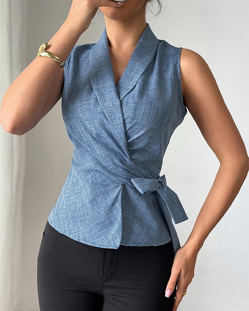 Women's Shirt Summer Tops Plain Daily Stylish Basic Short Sleeve V Neck Regular Tops Work Daily Holiday Tunic Blue Spring Fall 2025 - $21.99 –P2