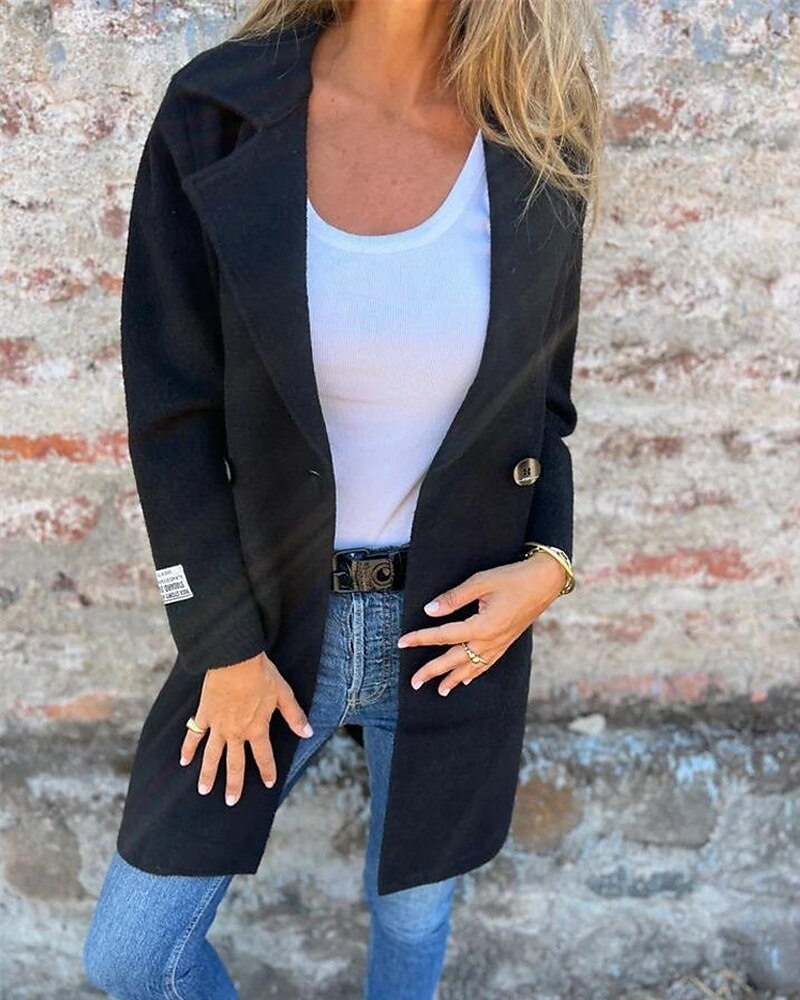 Per donna Cappotto Trench Caldo Confortevole Tasca Bottoni Moda Moderno Casual Semplice Uscire Weekend Doppiopetto Lungo Bavero a lancia Vestibilità regolare Manica Lunga Capispalla Nero Bianco del 2025 a $31.99 –P5