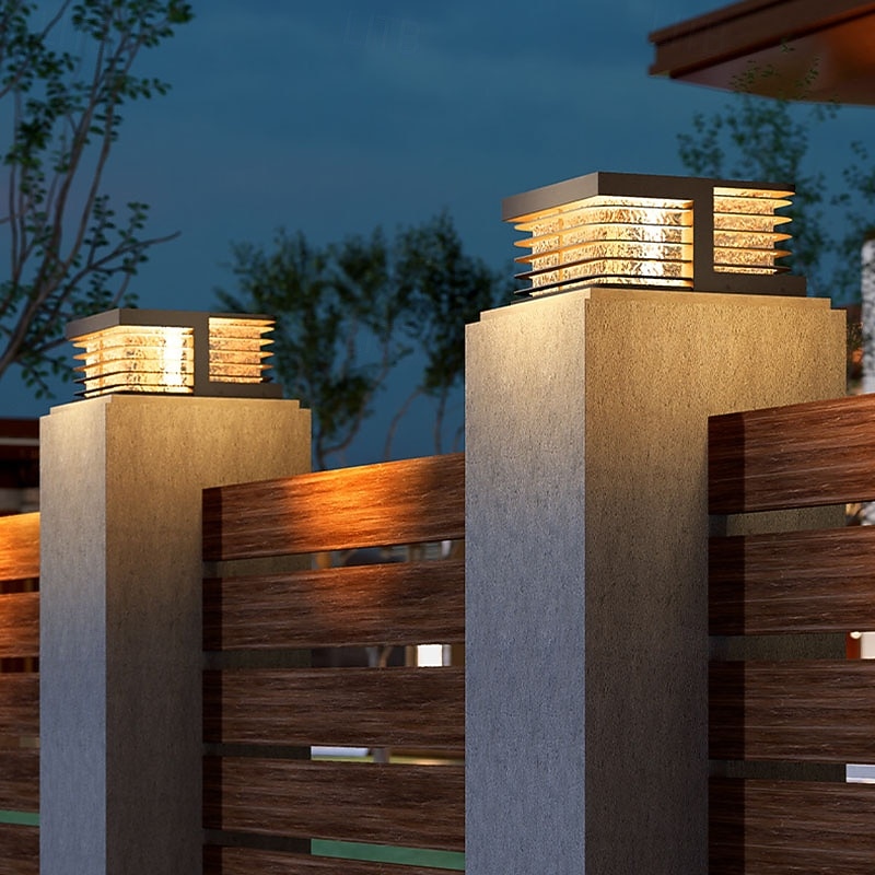 Moderna fyrkantiga kolumnlampor Staketstolpelampa för grind Veranda/stenpelarlampa Vattentät lampa Utomhus LED-kolumnlampor Trädgård 110-240v 2026 - E£27130.52 –P2
