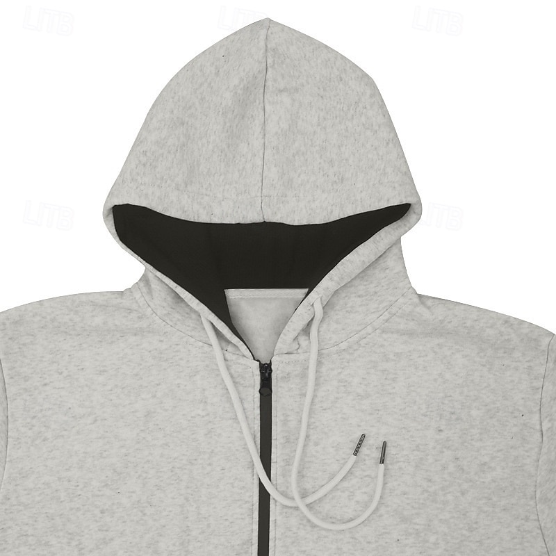 Męskie Bluza z Kapturem Bluza z kapturem Czarny Granatowy Khaki Szary Kaptur Równina Zapiąć na zamek błyskawiczny Przednia kieszeń Sport i turystyka Codzienny Święto Moda miejska Nowoczesne 2025 - $26.99 –P6