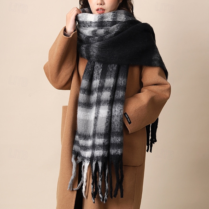 Per donna Sciarpa rettangolare Sciarpe da donna Streetwear Quotidiano Data Nero Arancione Sciarpa Plaid del 2025 a $22.99 –P12