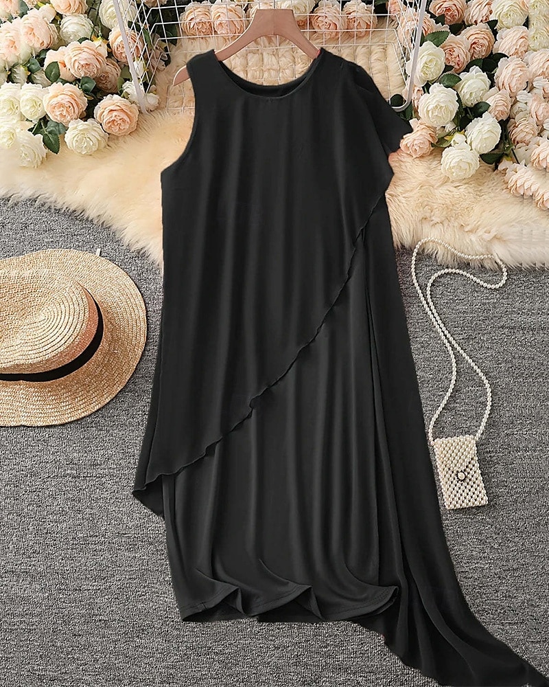 Femmes Mini Robe Robe Décontractée Robe en Chiffon Robe d'été Robe Nuisette Mode Moderne Quotidien Plage Week-end Coupe régulière Uni Sans manches Col ras du cou Noir Rose Claire Violet Kaki Été de 2025 ? $26.99 –P5