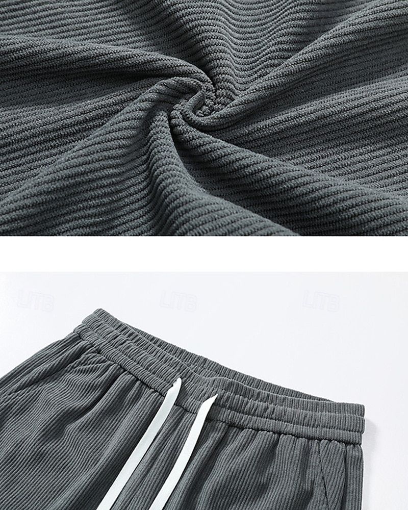 Homens Calças de Veludo Calças Calça casual Bolsos Cintura elástica Com Cordão Tecido Conforto Esportes Diário Moda Casual Preto Branco Micro-Elástica de 2025 por $26.99 –P5