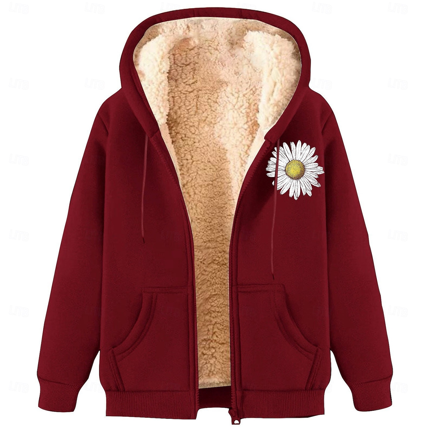 Homens Full Zip Hoodie Moletom com zíper Casaco de lã Moletom de lã Adamascado Preto Vinho Vermelho Azul Com Capuz Margarida Tecido Estampas Abstratas Zíper Bolsos Desportos e Ar livre Casual Diário de 2025 por $17.49 –P8