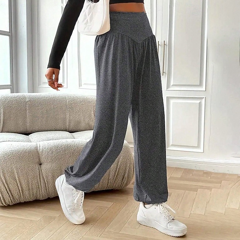 Dámské Kalhoty na jógu Harémové kalhoty Bombarďáky Lehká váha Zaštíhlující Vysoký pas Tělocvična Taneční Sportovní Spodní část oděvu Pevná barva Šedá Podzim Sportovní Sportovní oděvy Volný 2026 - $15.49 –P8