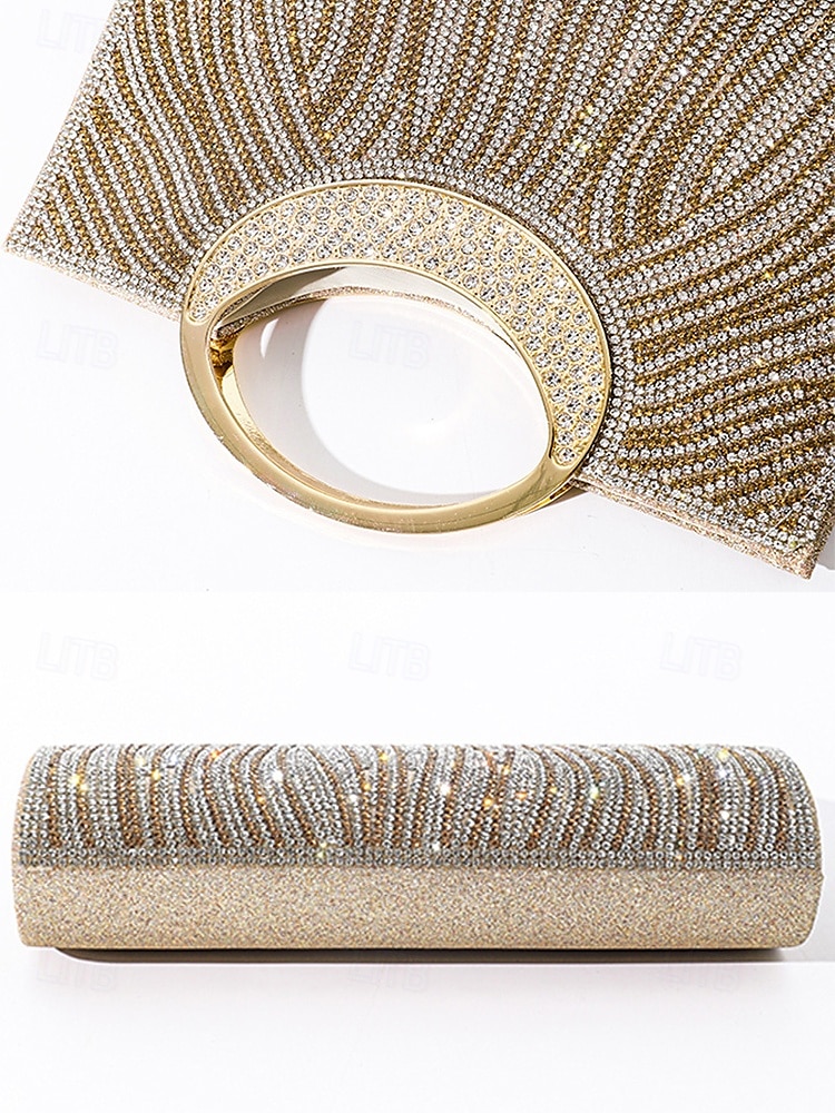Women’s Rhinestone Evening Clutch Bag with Round Handle – Sparkly Gold Crystal Purse for Cocktail Parties, Weddings & Formal Events 2025 - $24.99 –P11