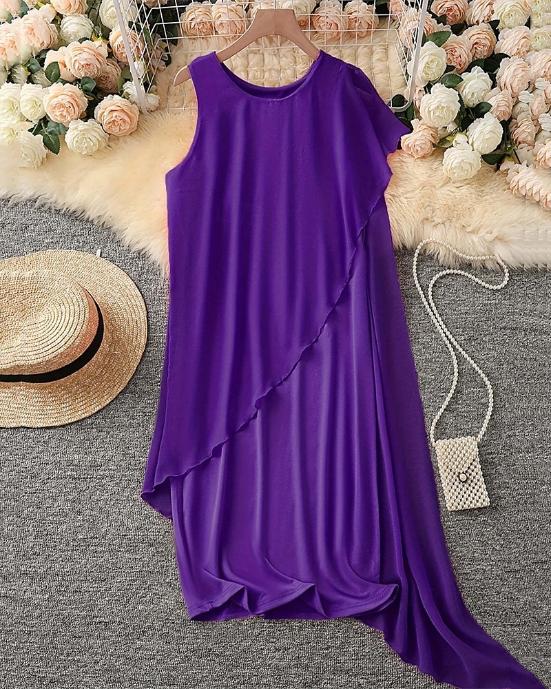 Femmes Mini Robe Robe Décontractée Robe en Chiffon Robe d'été Robe Nuisette Mode Moderne Quotidien Plage Week-end Coupe régulière Uni Sans manches Col ras du cou Noir Rose Claire Violet Kaki Été de 2025 ? $26.99 –P7