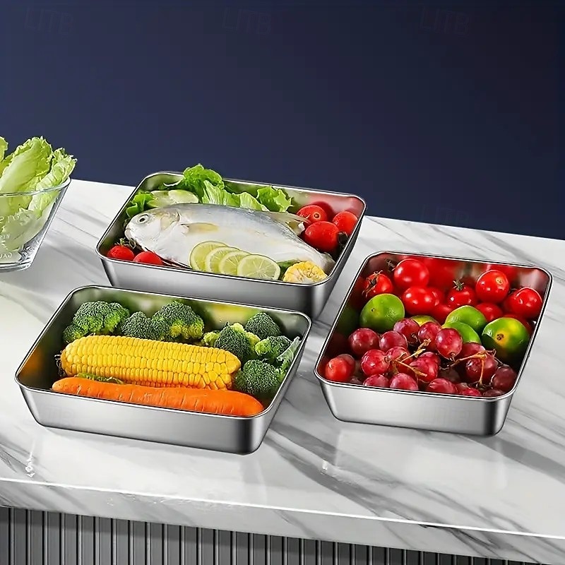 5-Piece Stainless Steel Food Storage Containers with Airtight Lids, Stackable Kitchen Organizer Set for Salad, Fruit, and Meal Prep, Refrigerator Safe, Freezer Friendly, Multipurpose Fresh-Keeping Bowls 2025 - $19.99 –P9