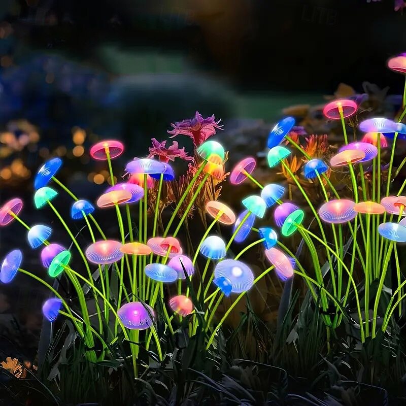 2 kpl aurinkokennolla toimivia sienipuutarhavaloja 6 lediä aurinkokennolla toimivia meduusavaloja ulkokäyttöön vedenpitäviä tulikärpäsen keinuvaloja puutarhan pihapolulle joulujuhlien koristeluun 2026 - $22.99 –P3