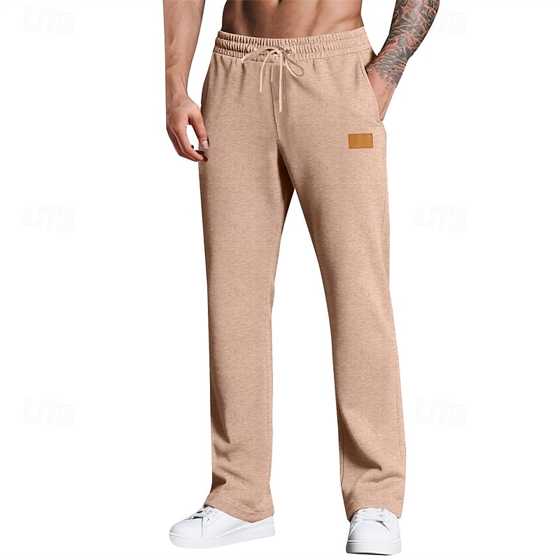 Herr Joggingbyxor Långbyxor Träningsbyxor med raka ben Ficka Elastisk midja Snörning Slät Komfort Utomhussport Dagligen Mode Ledigt Svart Vit Microelastisk 2025 - $17.99 –P11