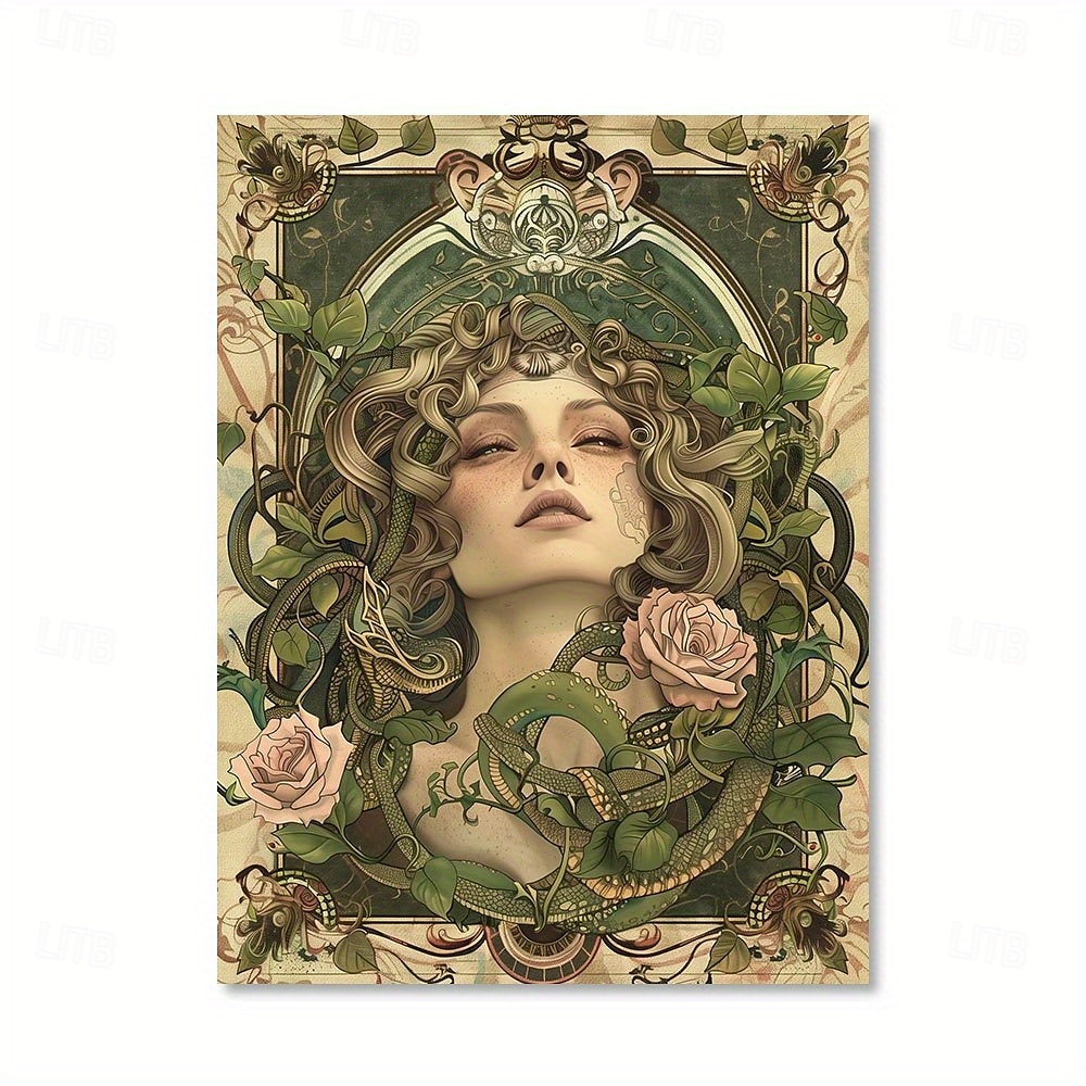 Картина на холсте в стиле ар-деко «Медуза» с изображением змеи и розы, винтажный стиль, без рамы, для домашнего декора, лёгкое, роскошное произведение искусства для гостиной, прихожей, студии - товары 2026 - $12.99 –P3