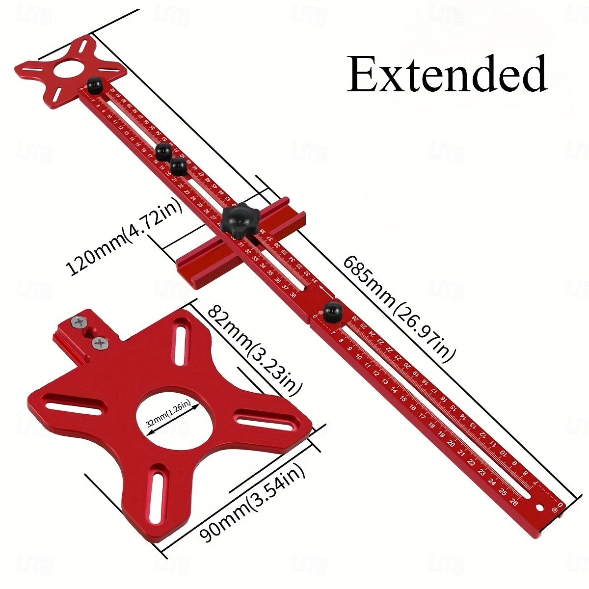 Fraiseuse à bois multifonctionnelle 3 en 1 avec pince en aluminium - outil de coupe et de fraisage circulaire de précision avec support de rainure réglable, base rouge et rail en acrylique transparent de 2025 ? $63.99 –P10