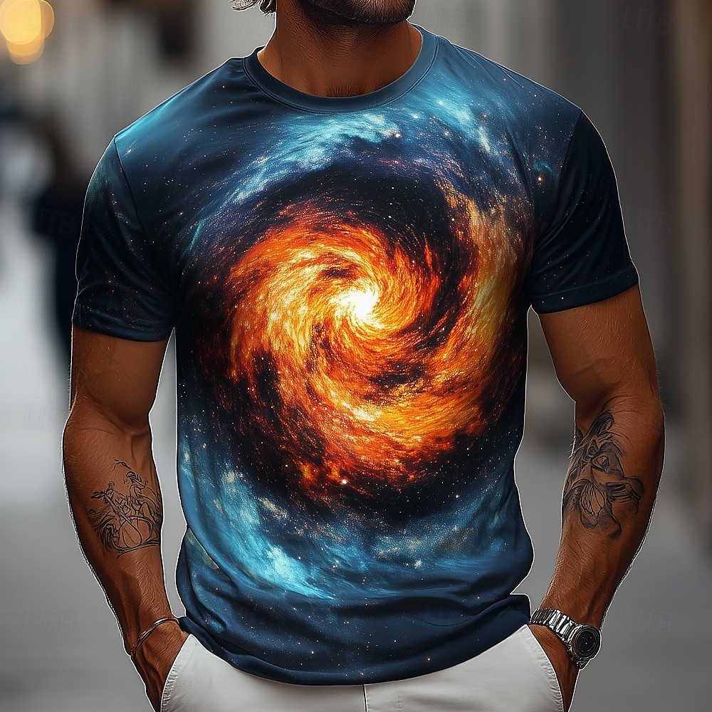 Men's Optical Illusion Universe 3D T Shirt Short Sleeve T shirt 3D Print Crew Neck Shirt Exaggerated Designer Party Street Casual Blue 3# Blue 2# Blue 1# Summer Spring All Seasons Clothing Apparel S 2025 - $17.99 –P1