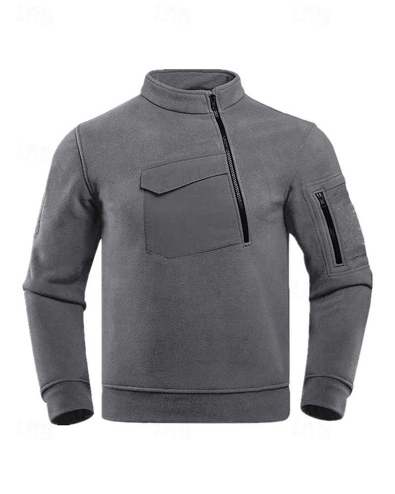 Miesten Fleece-collegepaita Pitkähihainen Stand-kaula-aukko Topit Ulko- Pidä lämpimänä Talvi Polyesteri Musta Armeijan vihreä Harmaa Matkailu Juoksu 2025 - $21.99 –P5