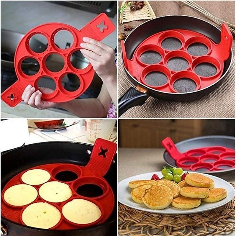 Non Stick Silicone Pancake Mold Ring Seven Hole Egg Ring for Cooking High Temperature Resistant Round Mold for Fried Eggs Pancakes and Baking Kitchen Tool 2025 - $11.99 –P6