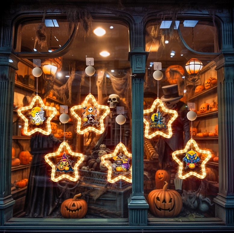 1 ks 27,6 cm halloween netopýr duch čaroděj klobouk dýně černá kočka netopýr přísavka led přísavka okenní světlo párty okno vnitřní atmosféra dekorativní světlo aaa baterie box teplé světlo běžící 2025 - $15.99 –P7