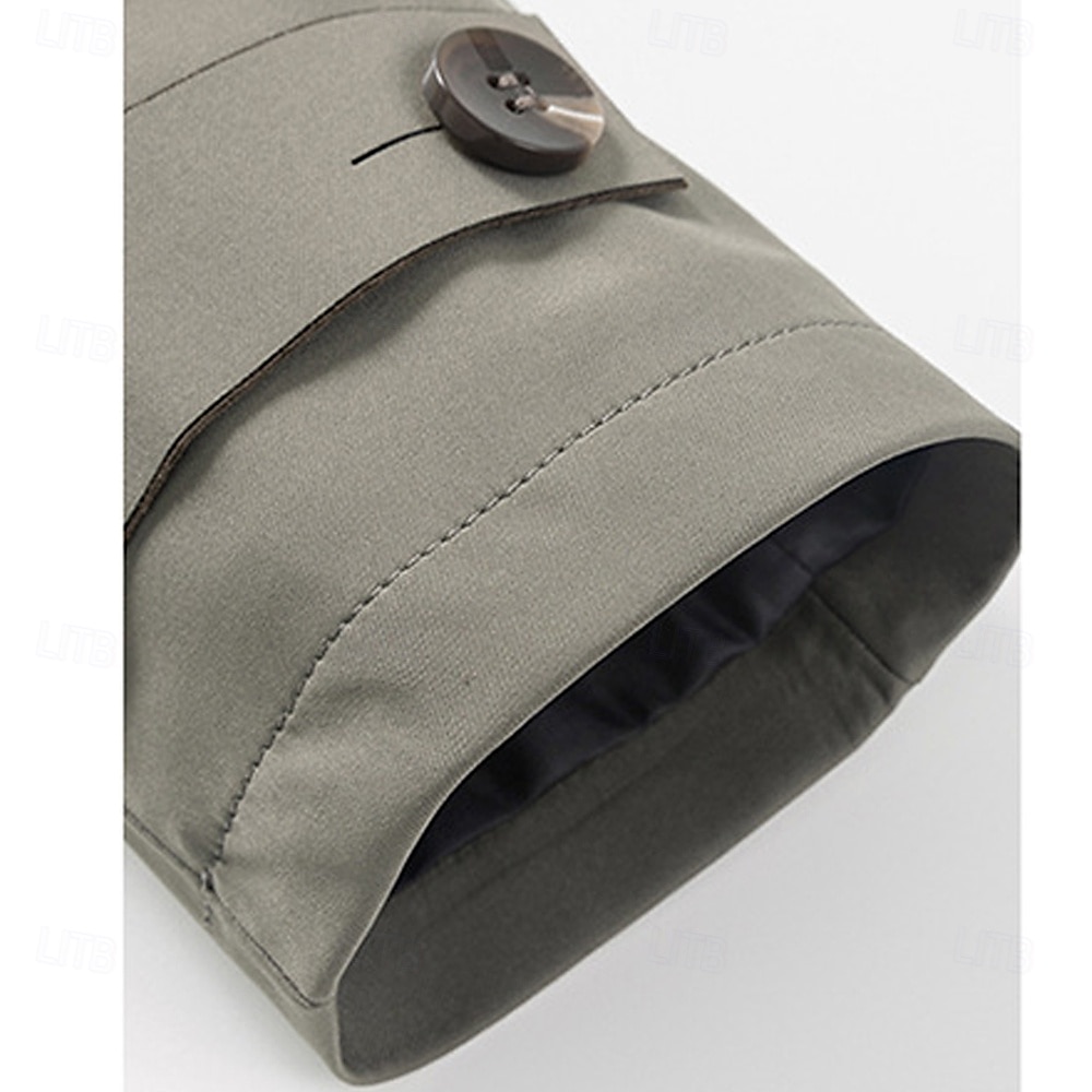 Herr Trenchcoat Formell Kontor Vår Höst Många årstider Polyester Ytterkläder Kläder Elegant Dagligen Ensfärgat Vik-över krage Enkelknäppt 2025 - $100.99 –P7
