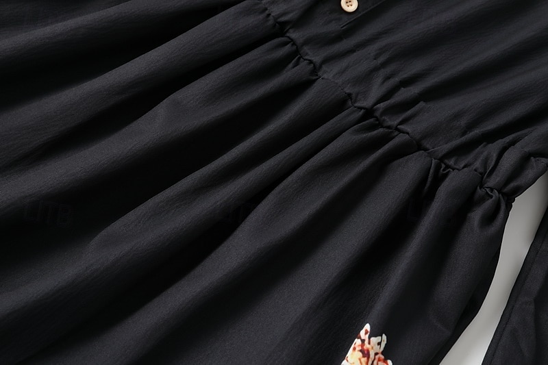 Damen Midikleid Boho-Kleid Druckkleid Westernkleid Mode Outdoor Urlaub Wochenende Normale Passform Einfach Langarm V Ausschnitt Schwarz Sommer 2025 - $29.99 –P8