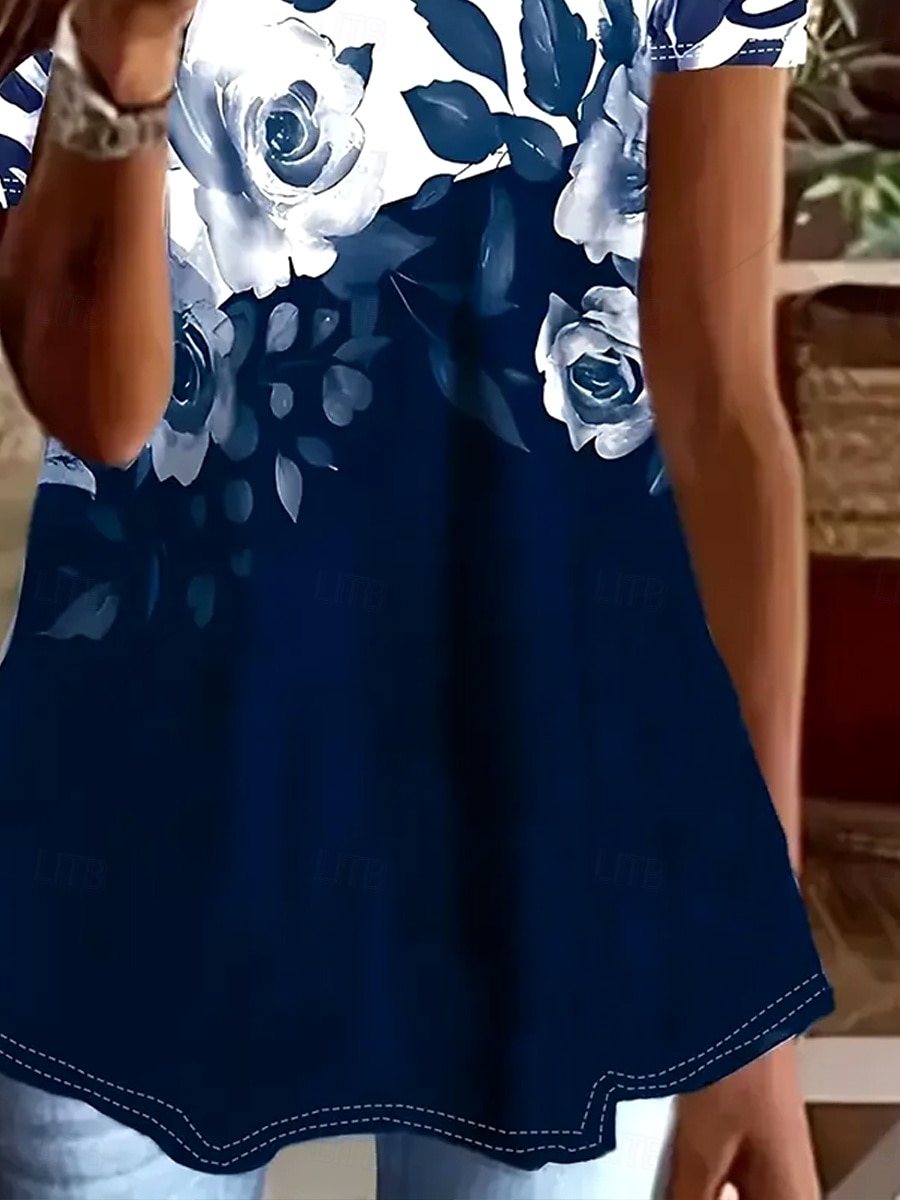 Femmes T-shirt Fleuri Graphique Plantes ancien Élégant Classique Manche Courte Col ras du cou Col rond Hauts Réguliers Quotidien Week-end Imprimé Vert Véronèse bleu marine Fuchsia Été Printemps de 2025 ? $19.99 –P3