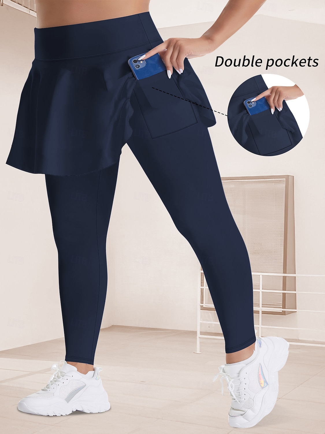 Mujer Tallas Grandes pantalones Polainas Mallas De Deporte Longitud total Cintura Media Plano Bolsillos laterales 2 en 1 Confortable Levantamiento de tope Control de barriga Yoga Casual Diario Gris 2025 - $18.99 –P8