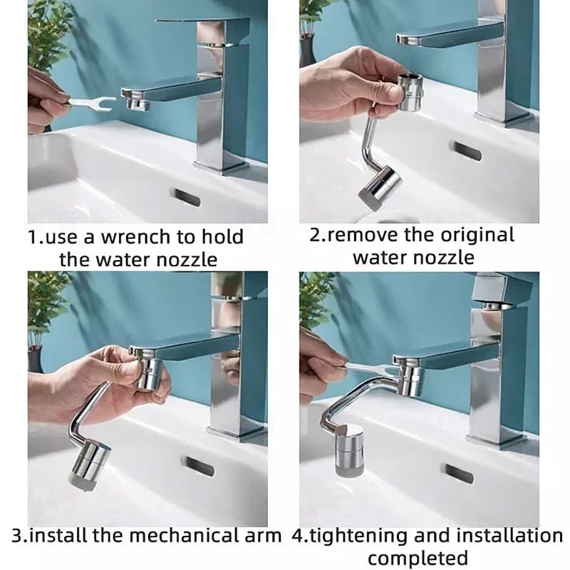 U-Shape Universal Faucet Splash Proof Extender with Rotatable Joint C Type Mechanical Arm Design for Bathroom Sink Water Saving Bubbler Tap Attachment for Easy Washing 2025 - $11.99 –P8