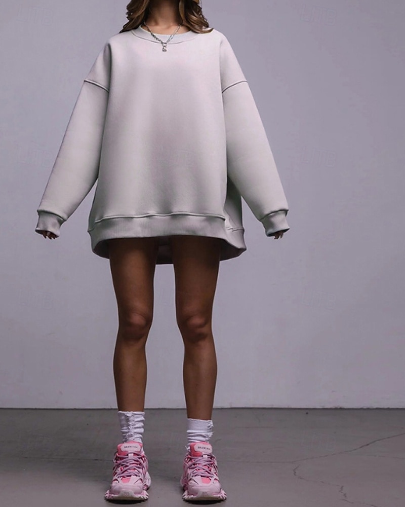 Dámské Svetrová mikina Mikiny Bez vzoru Šik ven Na běžné nošení Dlouhý rukáv Tričkový Běžné topy ulice Dovolená Jdeme ven Bílá Světlá růžová Světle šedá Podzim Zima 2026 - $51.99 –P14