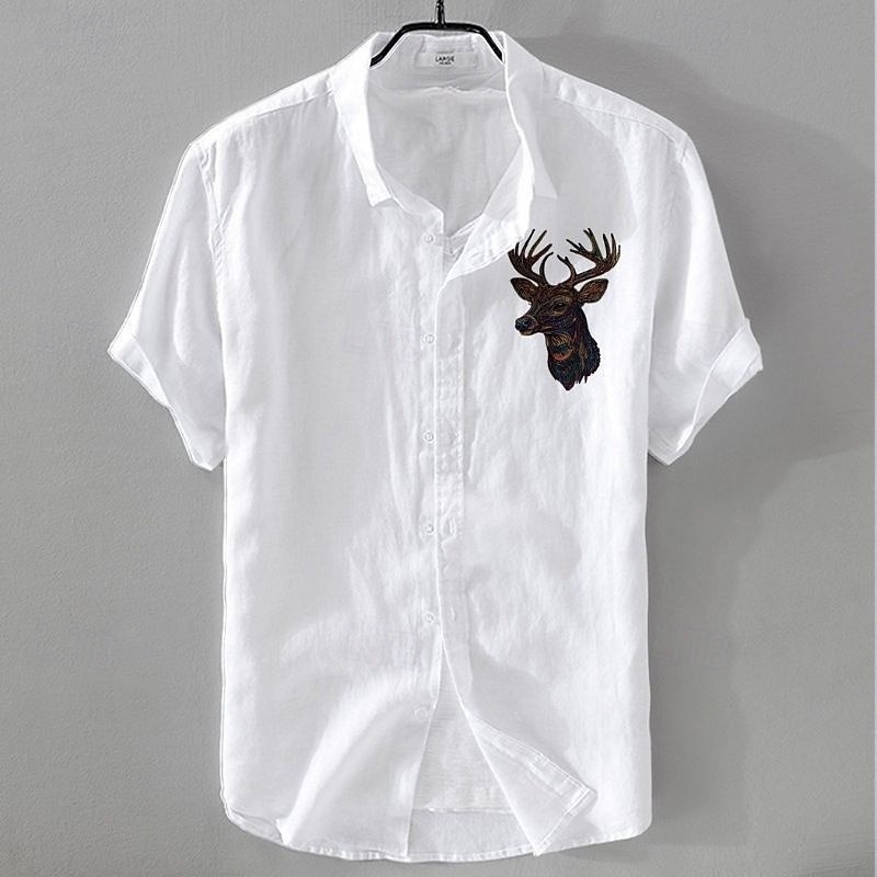 Per uomo Camicia di lino Camicia casual Camicia in cotone e lino Camicia con Bottoni Con Motivo Animale Vacanza Abbigliamento quotidiano Bianco Blu marino scuro Azzurro cielo Cachi Manica Corta Bavero del 2025 a $20.99 –P4