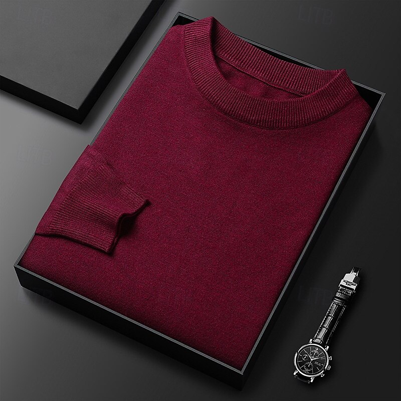 Homme Pull Pull Tricoté Côtelé Tricoter Hauts Réguliers Tricoté Uni Col ras du cou Mode Basique Vacances Tenue quotidienne Vêtement Tenue Automne Hiver Chameau Vin S M L de 2025 ? $22.99 –P4