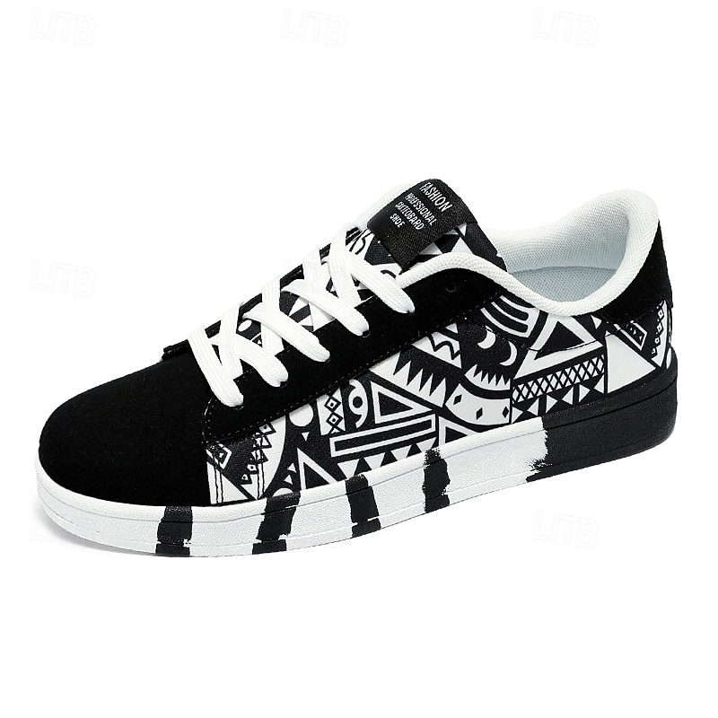 Men's Sneakers Walking Casual PU Leather Canvas Comfortable Slip Resistant Breathable Lace-up Black White Red Summer Spring 2025 - $32.99 –P3